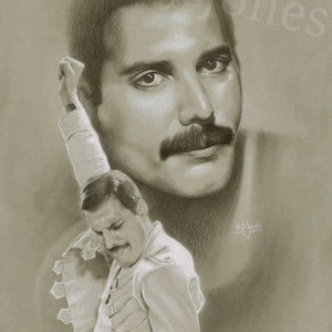 Impression limitée de mon dessin au pastel de Freddie Mercury