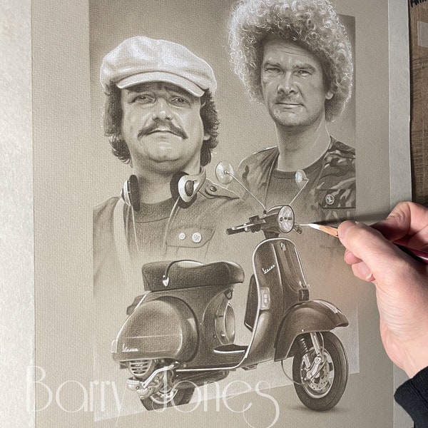 Limited print of my pastel drawing from the detectorists series Simon & Garfunkel