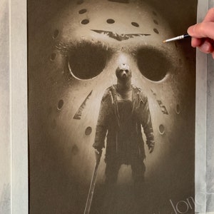 Limited print taken from my pastel drawing of Jason voorhees from Friday the 13th