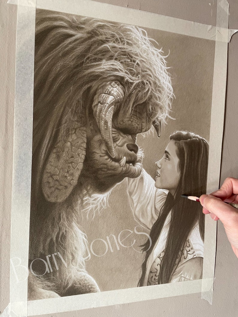 Limited print taken from my original pastel drawing of Ludo and Sarah from labyrinth image 1