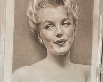 Marilyn Monroe Original Portrait Artwork Graphite Pencil Drawing