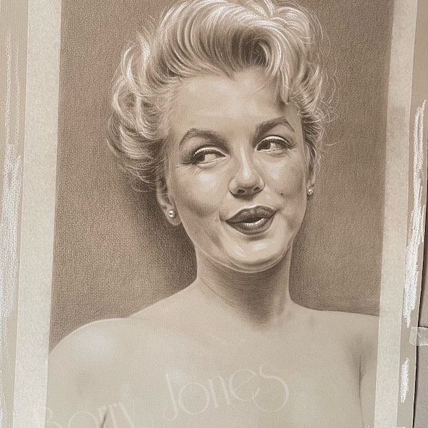 Tirage limité tiré de mon dessin au pastel original de Marilyn Monroe