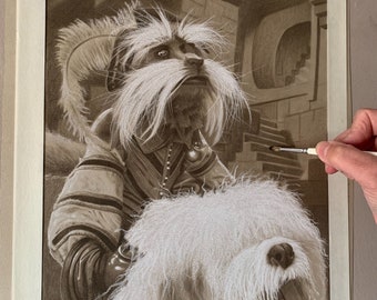 Limited print taken from my original pastel drawing of sir didymus and ambrosius from labyrinth