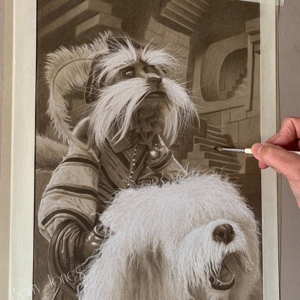 Limited print taken from my original pastel drawing of sir didymus and ambrosius from labyrinth