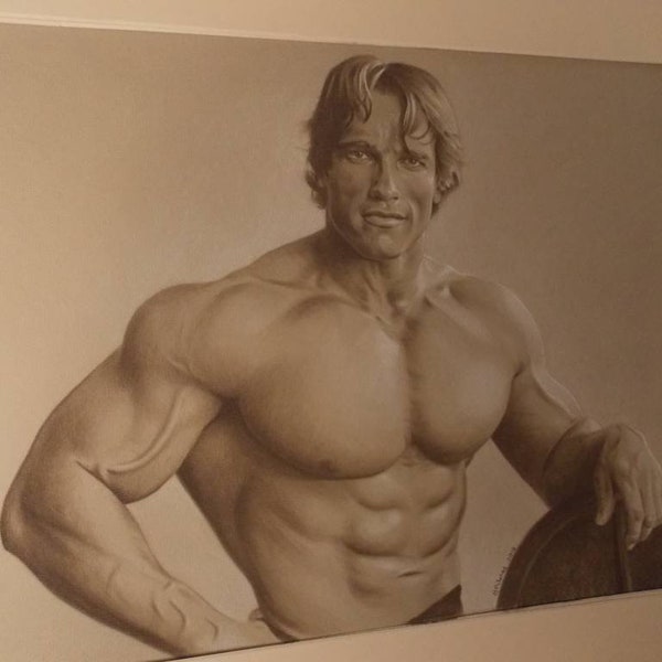 Limited print of my pastel drawing of Arnold Schwarzenegger