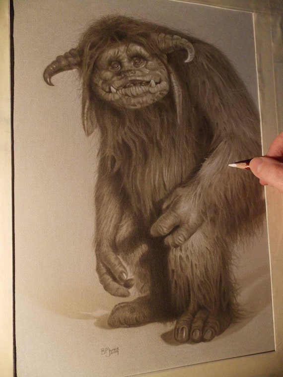 Limited print of my pastel drawing of ludo from labyrinth ...