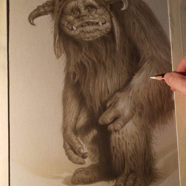 Limited print of my pastel drawing of ludo from labyrinth