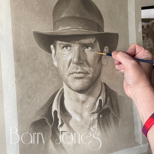 Gelimiteerde afdruk van mijn pasteltekening van Indiana Jones