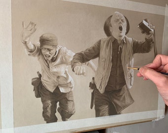 Tirage limité tiré de mon dessin original de Lance et Andy de la série detectorists