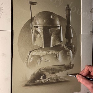 Limited print of boba fett taken from my pastel drawing