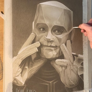 Tirage limité tiré de mon dessin pastel original de kryten de naine rouge