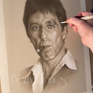 Limited print taken from my original pastel drawing of tony Montana from Scarface