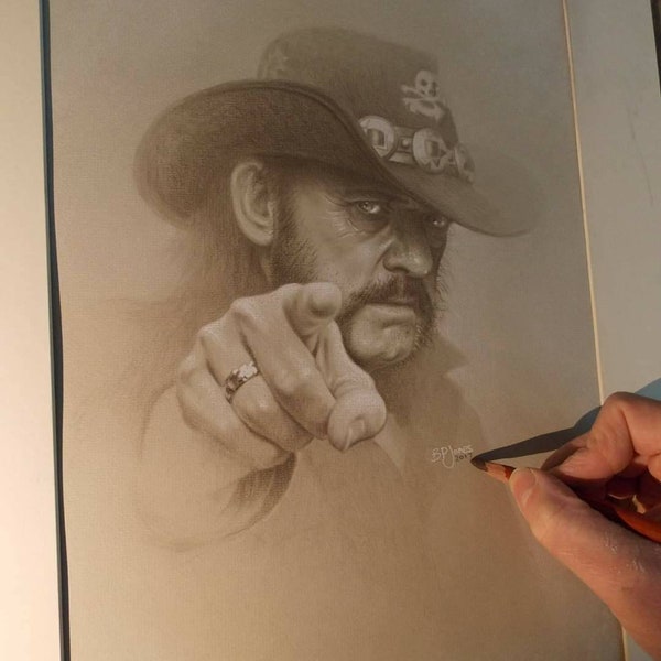 Limited print of my pastel drawing of lemmy from motorhead