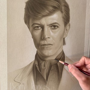 Tirage limité tiré de mon dessin pastel original de David Bowie