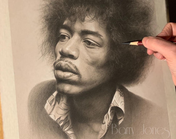 Tirage limité tiré de mon dessin original au pastel de Jimi Hendrix