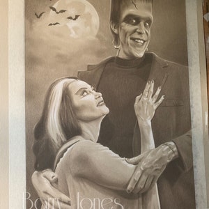 Limitierter Druck von meiner originalen Pastellzeichnung von Herman und lily Munster