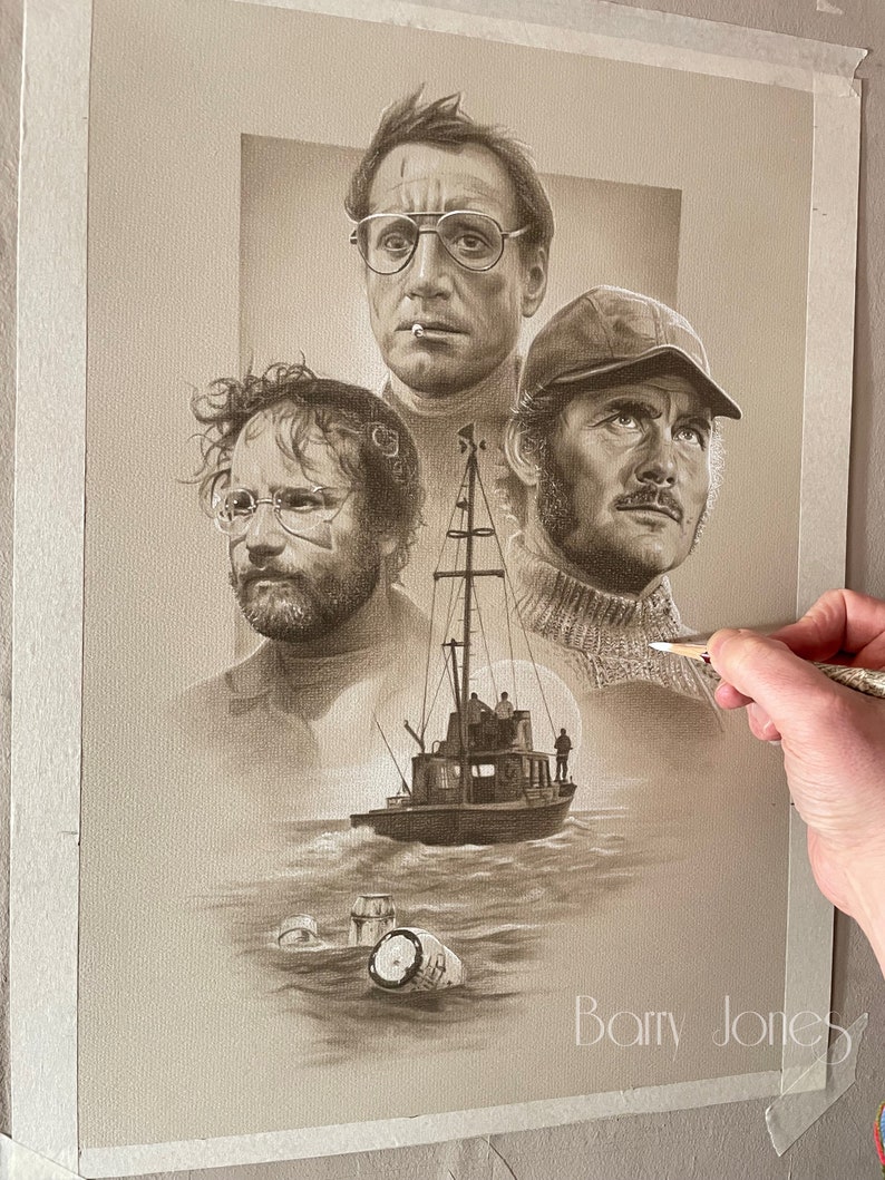 Limited print taken from my pastel drawing of Jaws image 1
