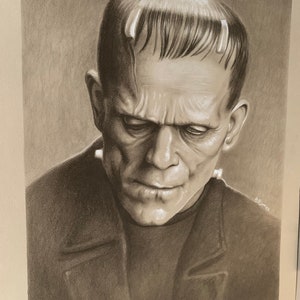 May include: A black and white pencil drawing of a man with a furrowed brow and a sad expression. The man has a receding hairline and scars on his forehead. He is wearing a dark jacket.