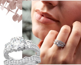 925 Sterling Silver ladies bridal rings set