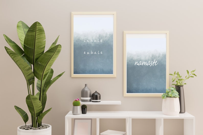 Namaste Sigh Inhale Exhale Prinst Gift Namaste Wall Art Namaste Printable Inhale Exhale Namaste Art print set of 2 Art Print set boho