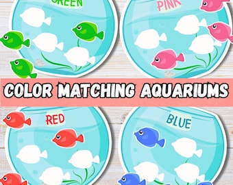 Color Matching Activity for Kids, Toddler Learning Folder, Preschool Color Recognition, Fine Motor Skills, A4 & US Letter, Instant Download