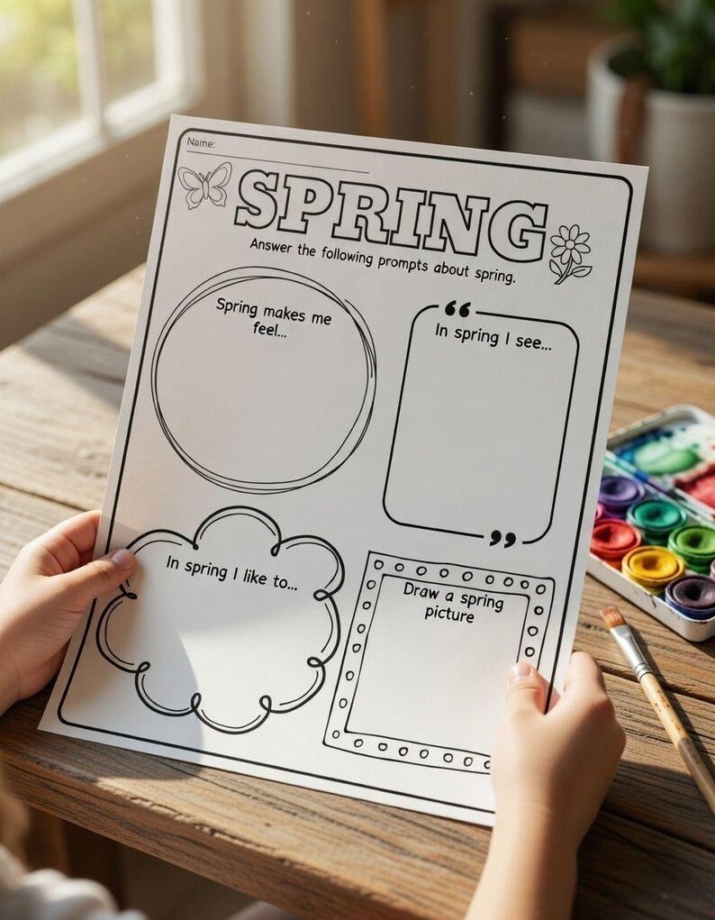 Spring Activity Worksheet for Kids, Spring Journaling Page, Classroom ...