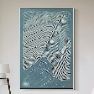 wabi sabi wall art Large Cyan Abstract Canvas Art grey Original Abstract Painting Modern Art Rich Textured gray Painting Acrylic Canvas Art