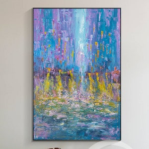 Abstract Blue wall art on canvas  textured acrylic paintings Large wall art Modern Wall Art Abstract Painting trendy Living Room Art