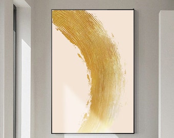 Abstract Beige Gold Painting 3D Textured Wall Art modern canvas painting extra large living room decor