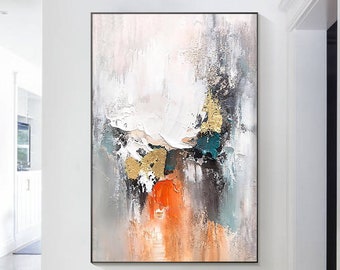 Orange black wall art abstract  painting original Canvas painting tangelo Large Wall Art Textured art Modern Neutral Art Living Room Decor