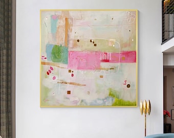 Colorful Abstract Painting Pastel Abstract Painting Hand-Painted Modern Neutral Abstract Art Canvas Art Contemporary Living Room Wall Art