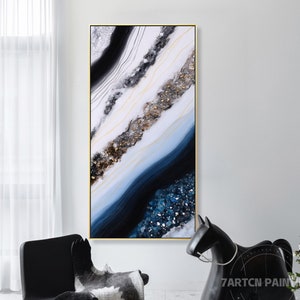 Resin Geode Wall Art Abstract Navy Blue Seascape epoxy Crystal resin wall art geode resin wall decor, Resin Wall Painting,Abstract painting