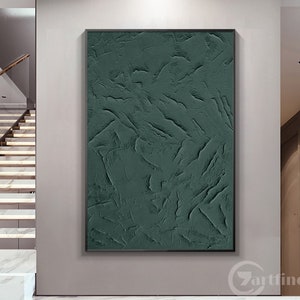 Deep green abstract 3D texture wall art minimalist style