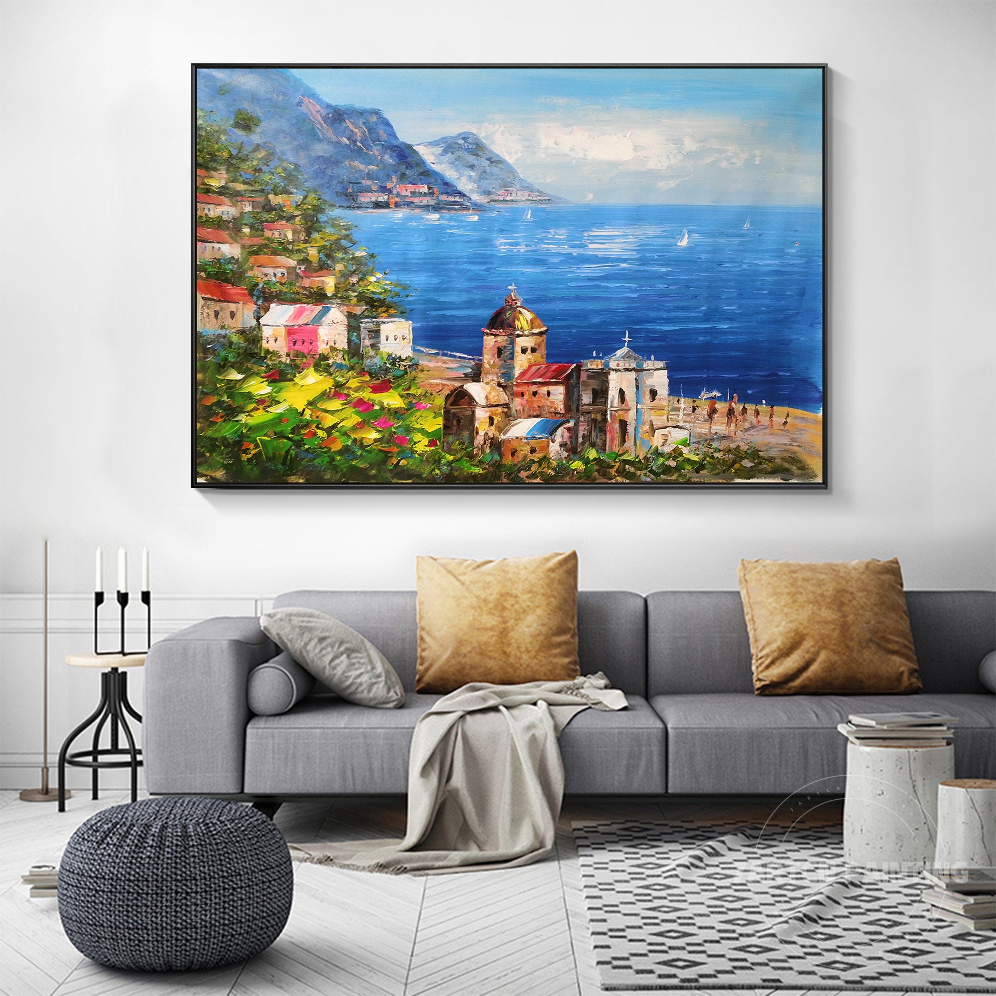 Original Oil Painting Mediterranean landscape painting Venice | Etsy