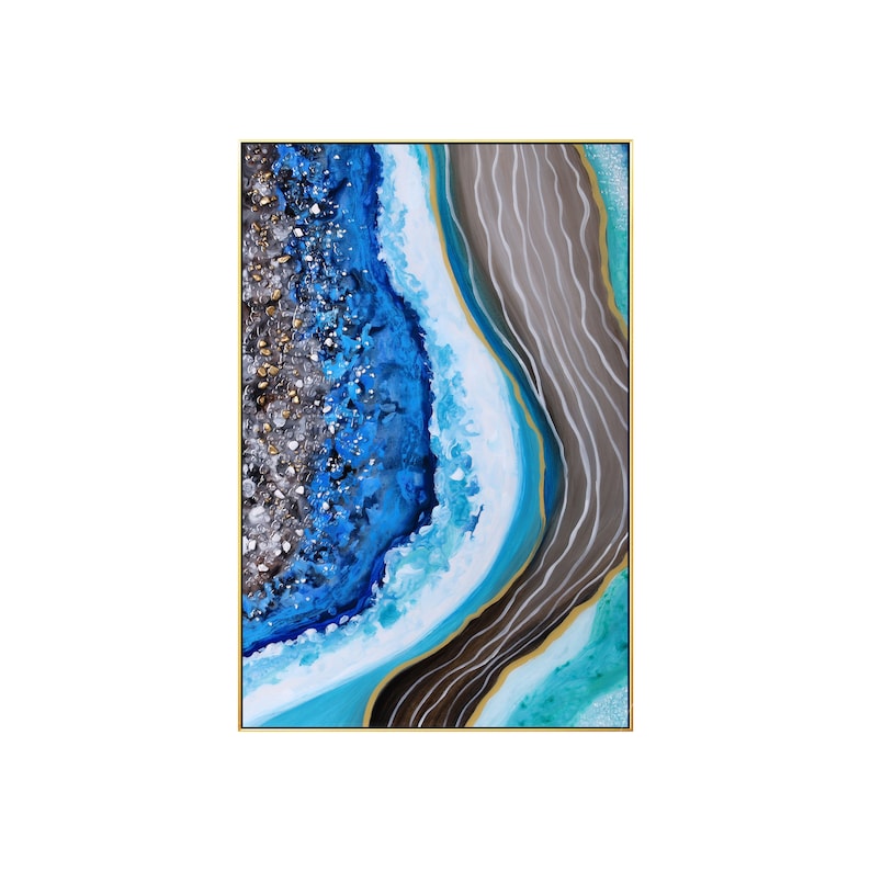 Framed Wall Art Abstract Seascape epoxy Resin Geode Crystal Etsy