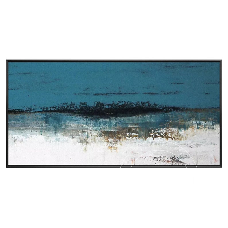 Framed Wall Art Navy Blue Abstract Acrylic Paintings on Canvas Etsy