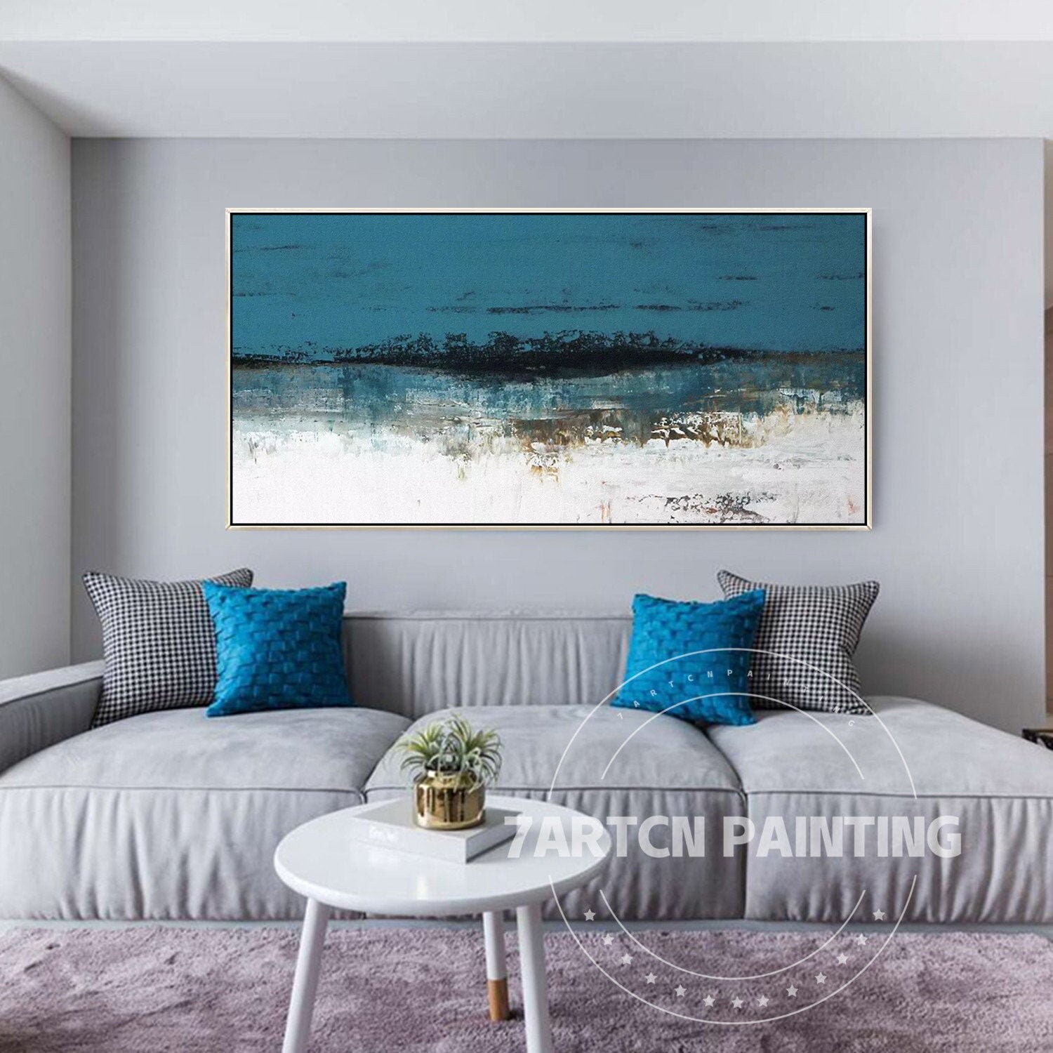 Framed Wall Art Navy blue abstract acrylic paintings on canvas Etsy