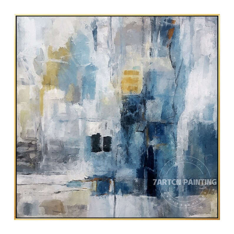 Abstract Painting Navy Blue Nordic Original Canvas Acrylic Etsy