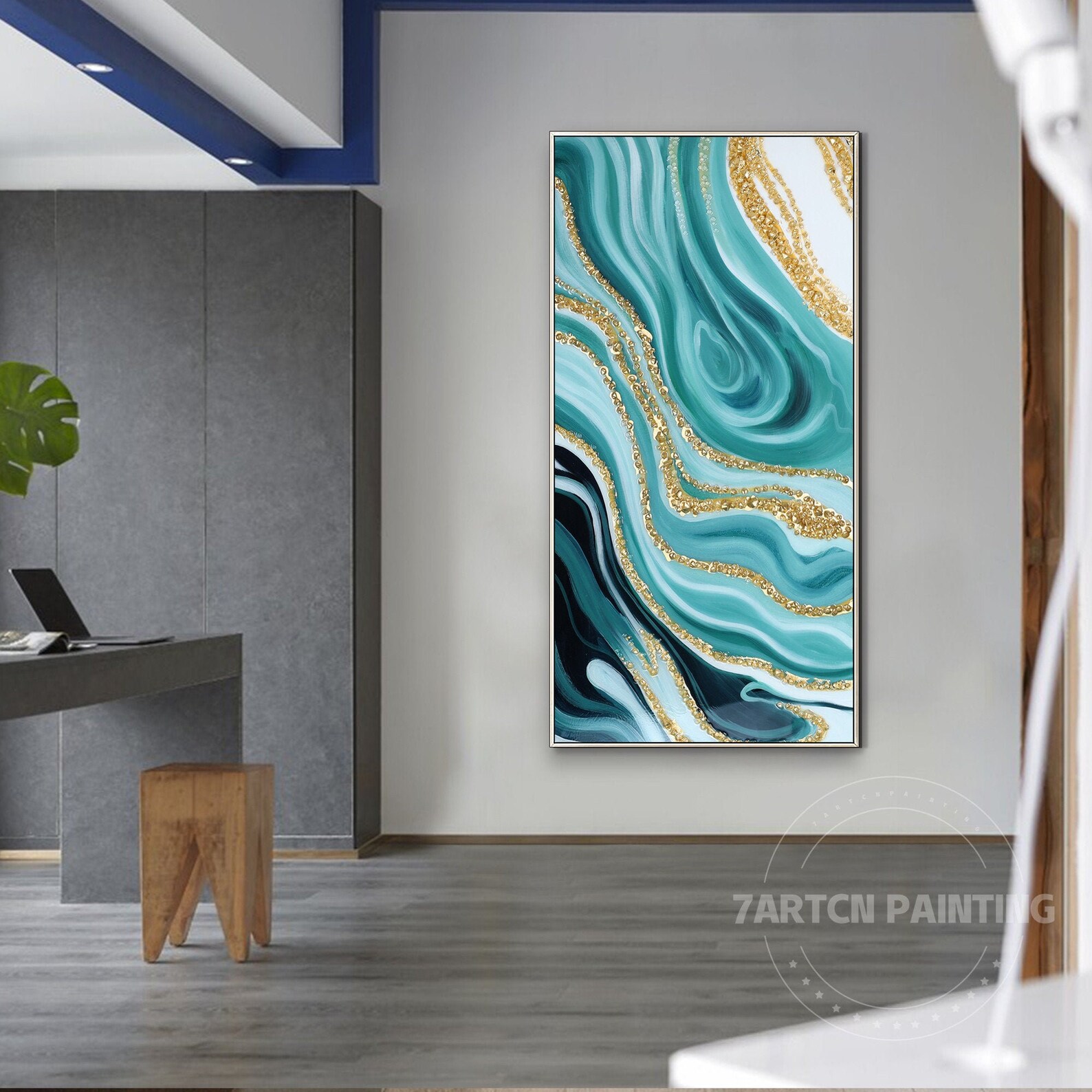 Teal Resin Geode Wall Art Abstract Framed Wall Art Epoxy Resin Etsy