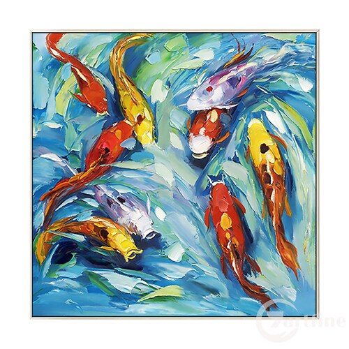 Koi fish painting Original canvas framed Abstract koi fish acrylic paintings shops Feng Shui painting oversize carps fish wall art fish home decor