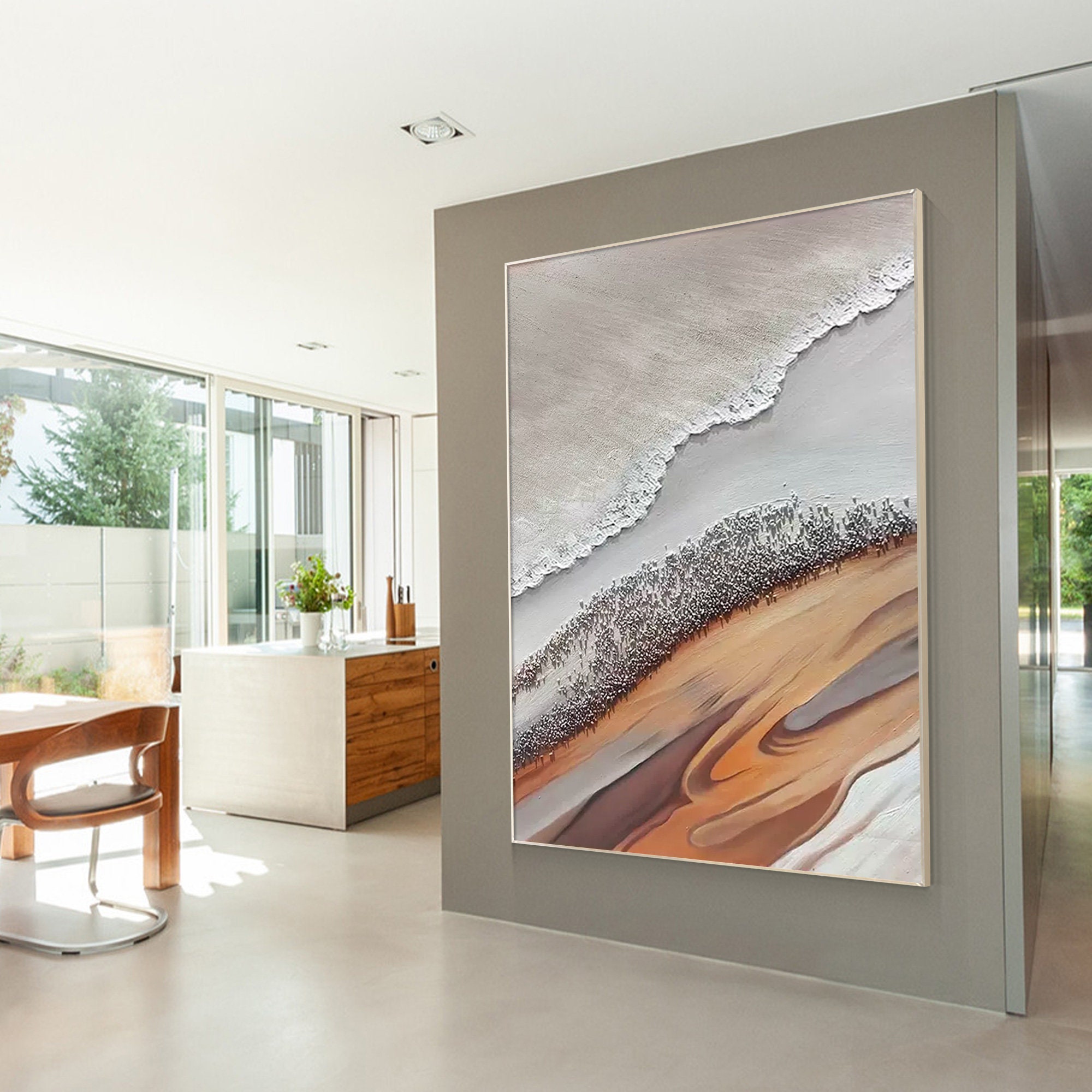 わ*う様 定価10万 SUGARHILL FADED PAINTER OVERA Terracotta Abstract Brown Art Original Textured Wall Art on Canvas