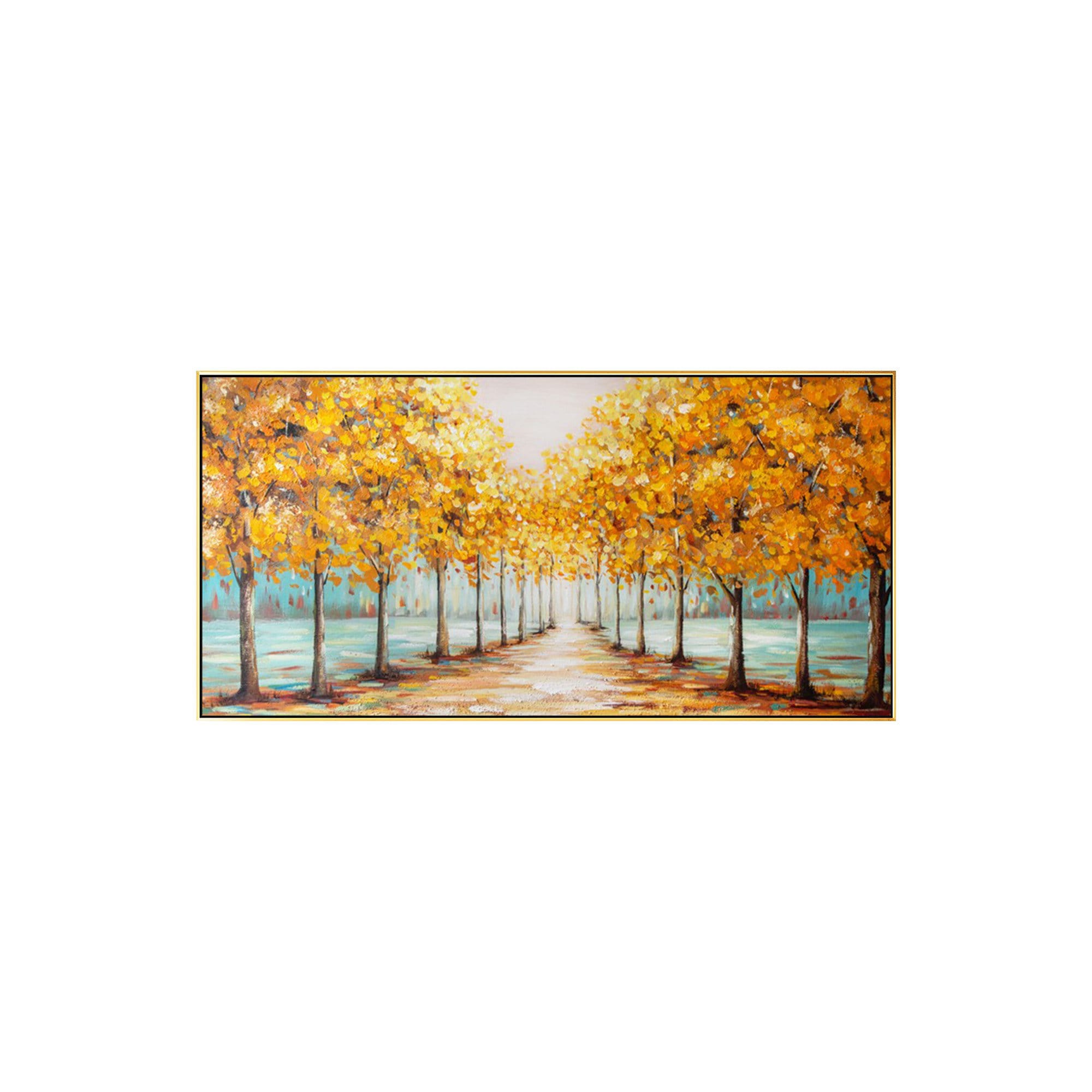 Frame Wall Art Gold Tree Landscape on Canvas Painting Abstract Etsy