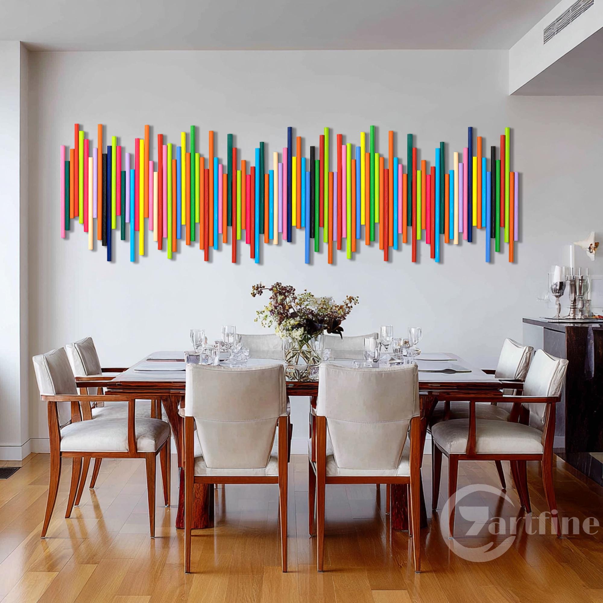 Abstract Sound Wave Wood Painting Colorful Wood Slat Wall Art Abstract Sound Wave Wood Painting Colorful Wood Slat Wall Art