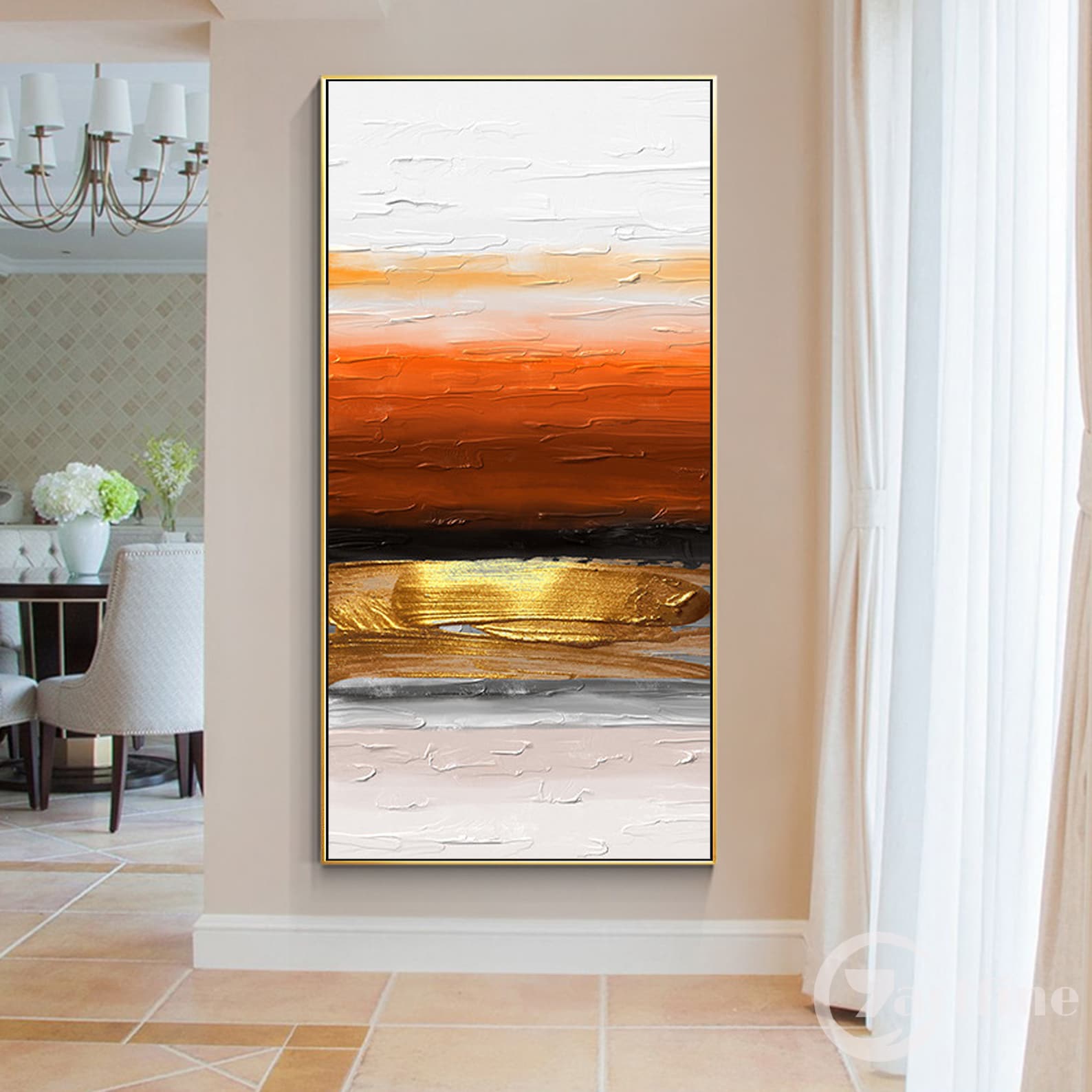 Set of 3 Pieces Orange Gold Wall Art Textured Abstract Wall Etsy