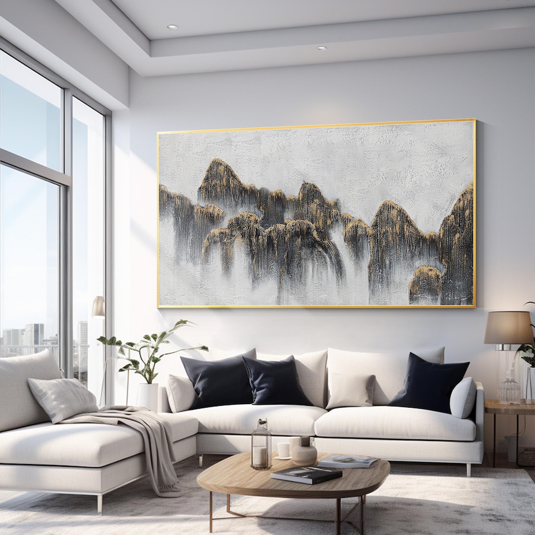 Black Gold Mountains Wall Art Abstract Original Horizontal Mountain ...