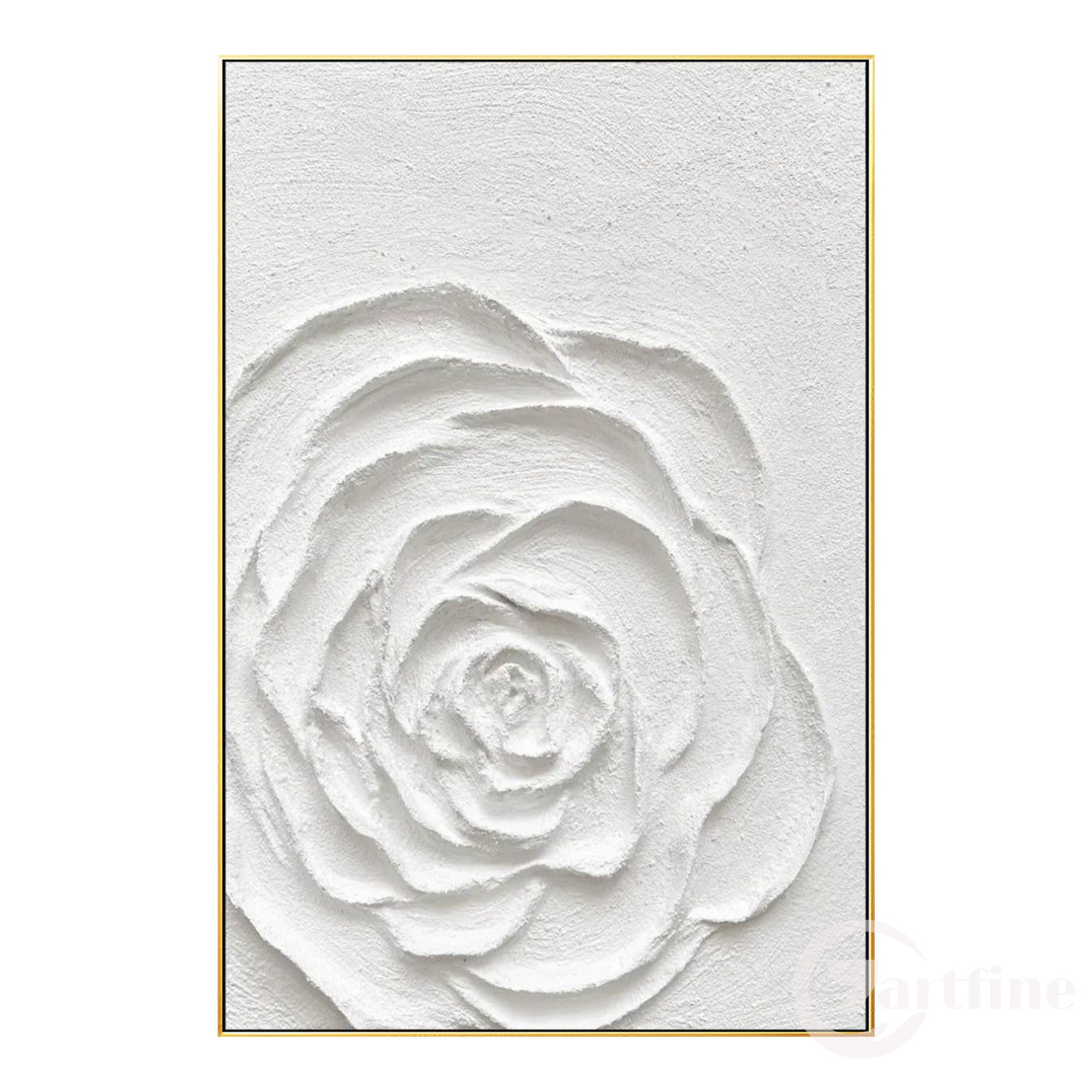 Original White Flower Art Textured Painting Wabisabi Canvas