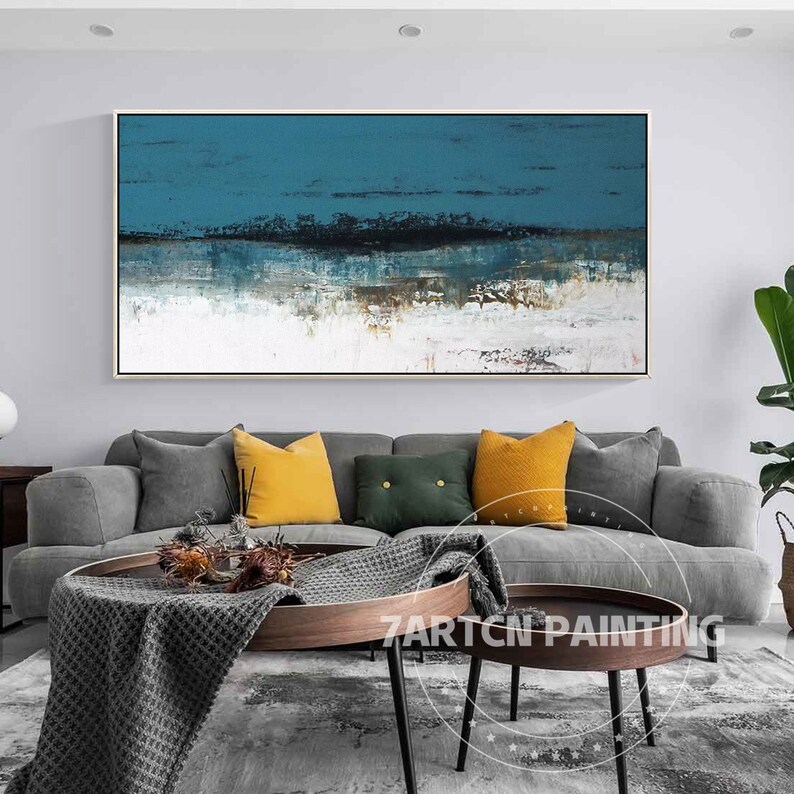 Framed Wall Art Navy blue abstract acrylic paintings on canvas Etsy