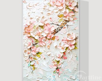 テクスチャ加工 3D ピンクフラワー キャンバスアート パステル