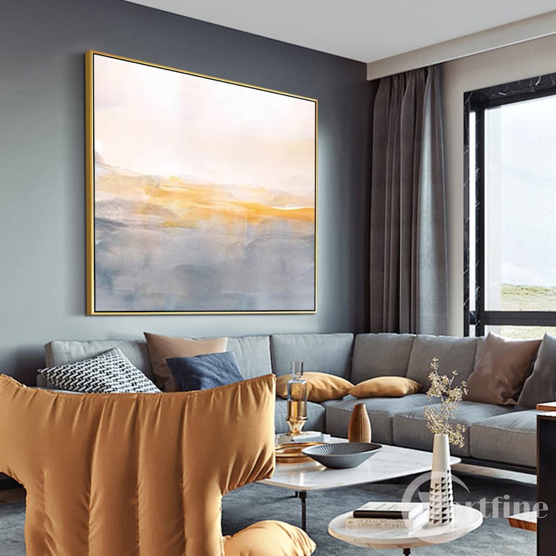 Original Abstract Sunrise Painting Texture Painting Acrylic Canvas ...