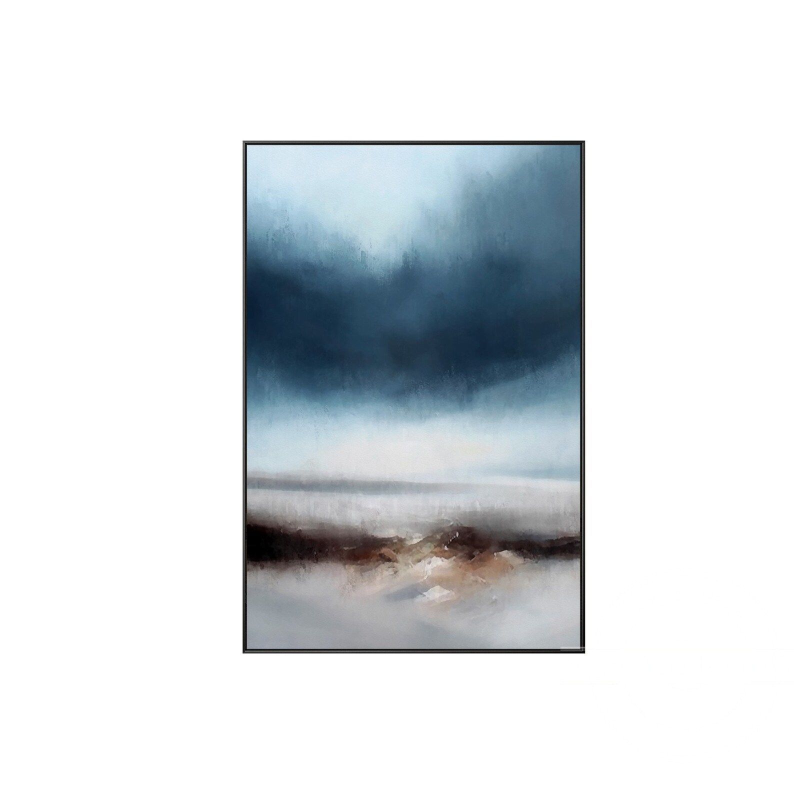 Frame Wall Art Abstract Painting Navy Blue Brown Black Etsy